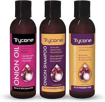 Buy Trycone Onion Oil, Shampoo & Conditioner Combo Pack | Nourishing Care | Repair, Strengthen & Reduce Split Ends | Frizz-Free, Voluminous Look | 3-i