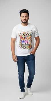 Men’s Holi Special White Graphic T-Shirt – "Rang Barse" Edition | Size L | PoPo Toys® : Amazon.in: Clothing & Accessories